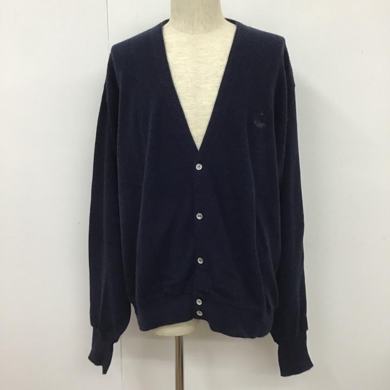 アイゾッド IZOD カーディガン 長袖 長袖ニットカーディガン リブニットカーディガン 前ボタン 80s USA製 古着 XL ロゴ、文字 紺 / ネイビー /  メンズ USED 古着 中古 10101809
