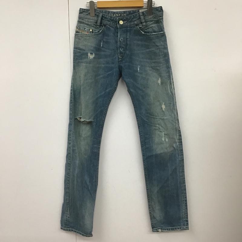 ディーゼル DIESEL パンツ デニム、ジーンズ デニムパンツ スリムパンツ ダメージ加工パンツ カジュアルパンツ 29インチ 無地 インディゴ / インディゴ /  メンズ USED 古着 中古 10101816