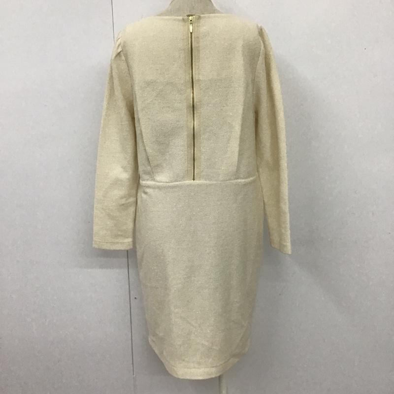 ロペ ROPE' ワンピース ひざ丈スカート 長袖ワンピース クルーネック バックジップワンピース ウエスト切り替えワンピース 38 無地 オフホワイト / オフホワイト /  レディース USED 古着 中古 10101848