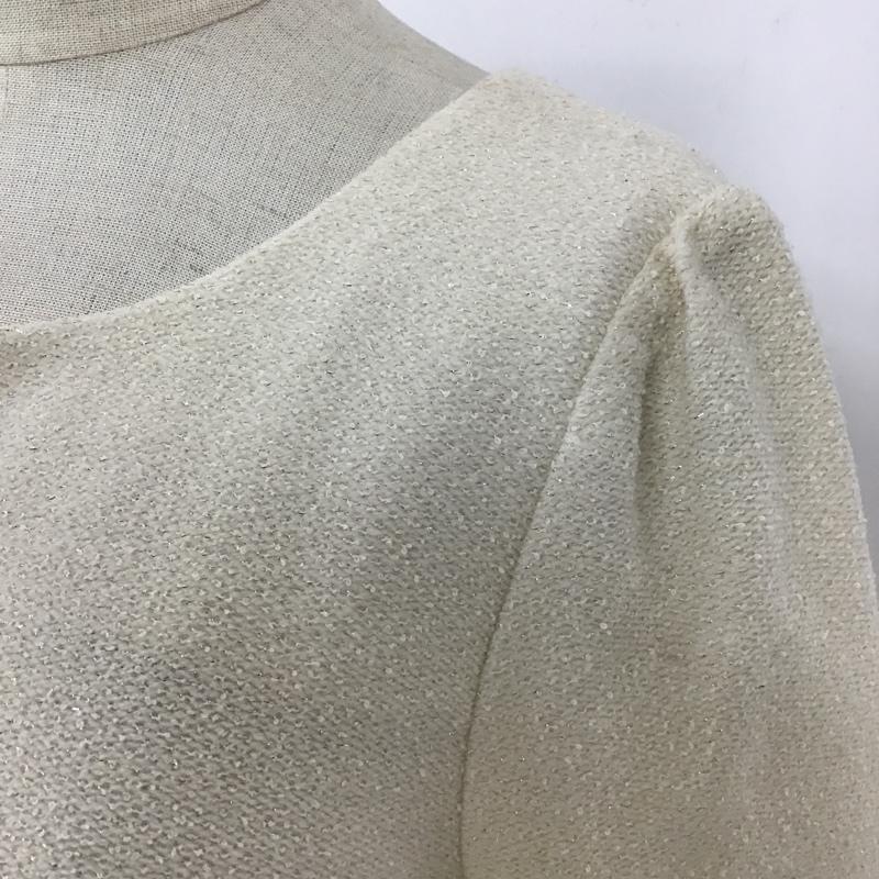 ロペ ROPE' ワンピース ひざ丈スカート 長袖ワンピース クルーネック バックジップワンピース ウエスト切り替えワンピース 38 無地 オフホワイト / オフホワイト /  レディース USED 古着 中古 10101848