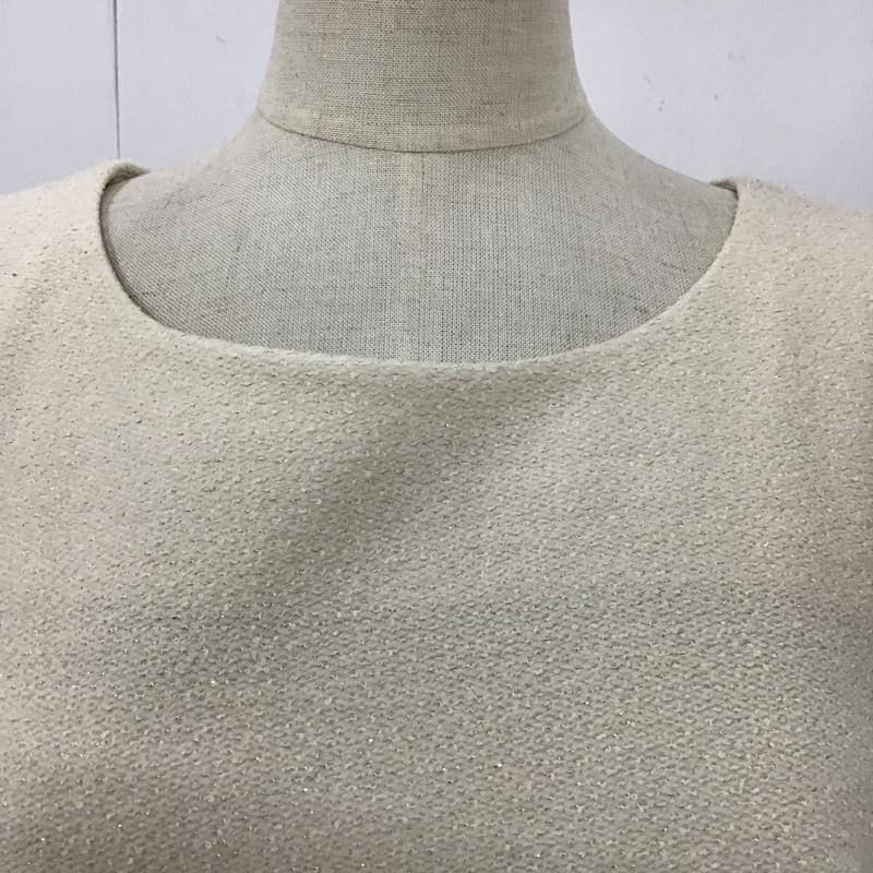 ロペ ROPE' ワンピース ひざ丈スカート 長袖ワンピース クルーネック バックジップワンピース ウエスト切り替えワンピース 38 無地 オフホワイト / オフホワイト /  レディース USED 古着 中古 10101848