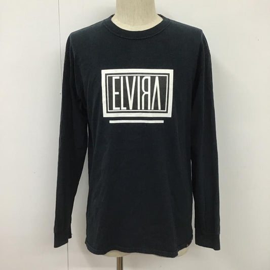エルヴィラ ELVIRA カットソー 長袖 長袖カットソー クルーネックカットソー ロングスリーブカットソー プリントTシャツ M ロゴ、文字 黒 / ブラック /  メンズ USED 古着 中古 10101916