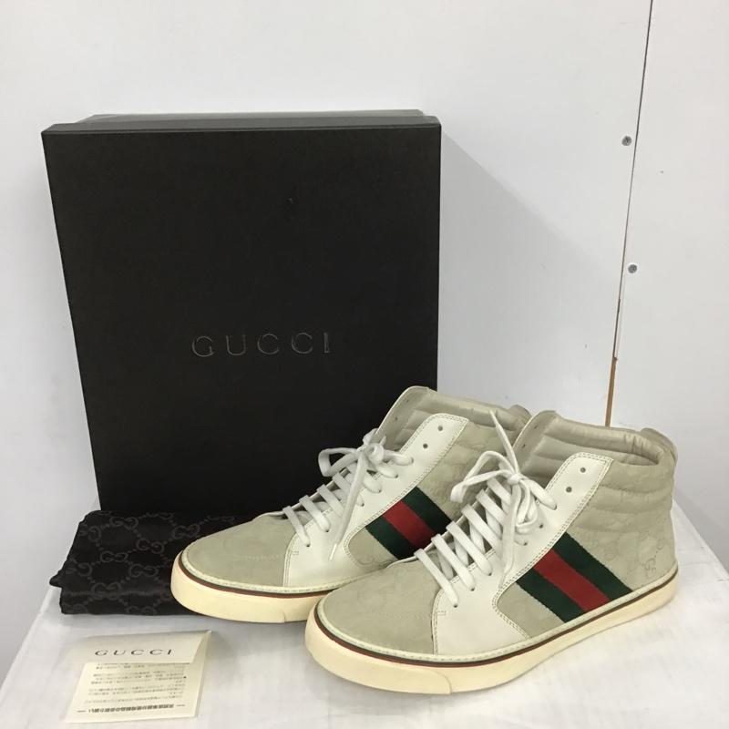 グッチ GUCCI スニーカー スニーカー 147522 ハイカットスニーカー GG 41 1/2 箱有 総柄 白 / ホワイト / X 赤 / レッド / X 緑 / グリーン /  メンズ USED 古着 中古 10101947