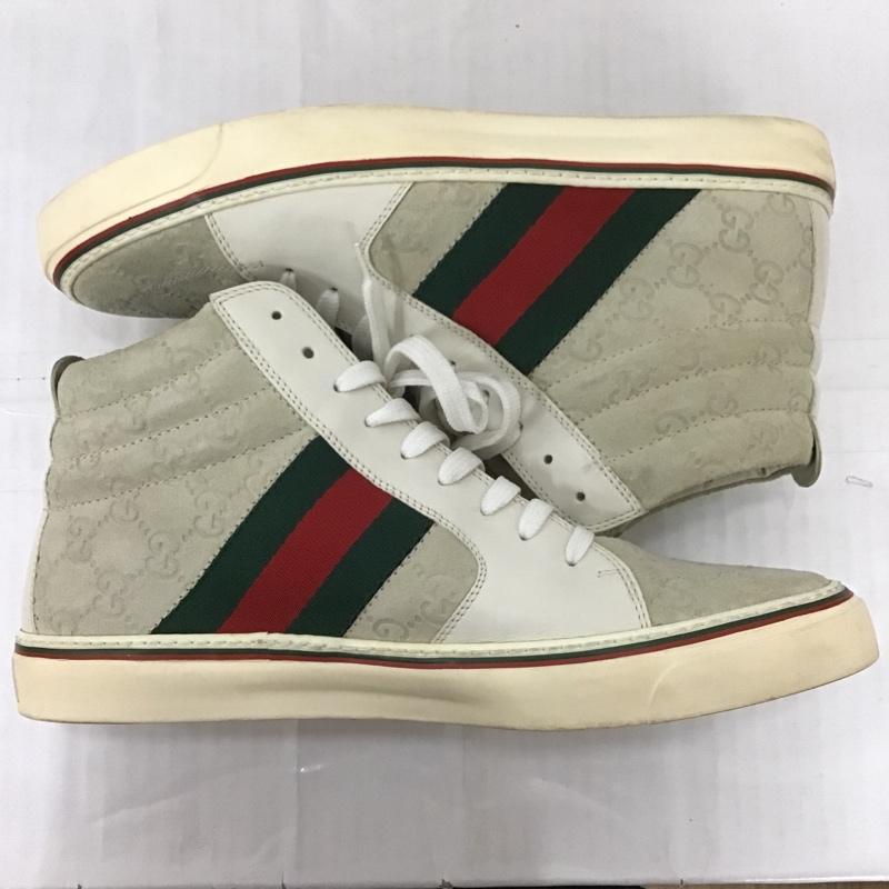 グッチ GUCCI スニーカー スニーカー 147522 ハイカットスニーカー GG 41 1/2 箱有 総柄 白 / ホワイト / X 赤 / レッド / X 緑 / グリーン /  メンズ USED 古着 中古 10101947