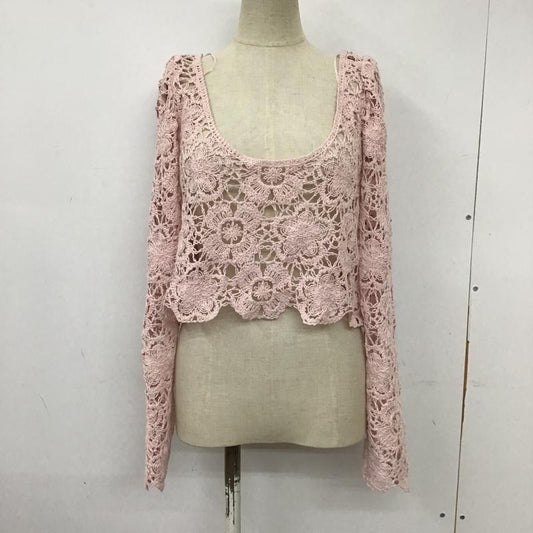 ザラ ZARA カットソー 長袖 長袖カットソー ワイドネックロングスリーブカットソー ショート丈カットソー M 無地 桃 / ピンク /  レディース USED 古着 中古 10102026