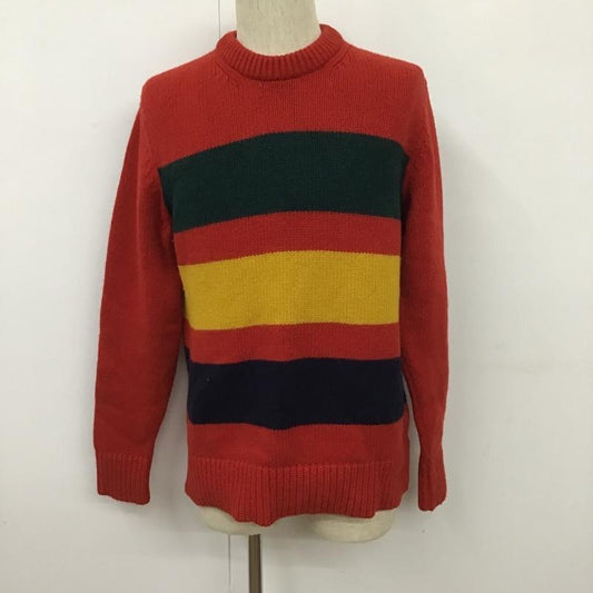 トミーヒルフィガー TOMMY HILFIGER ニット、セーター 長袖 長袖ニット リブニット セーター クルーネックカットソー セーター XL ボーダー柄 赤 / レッド / X 緑 / グリーン / X 黄 / イエロー /  メンズ USED 古着 中古 10102066