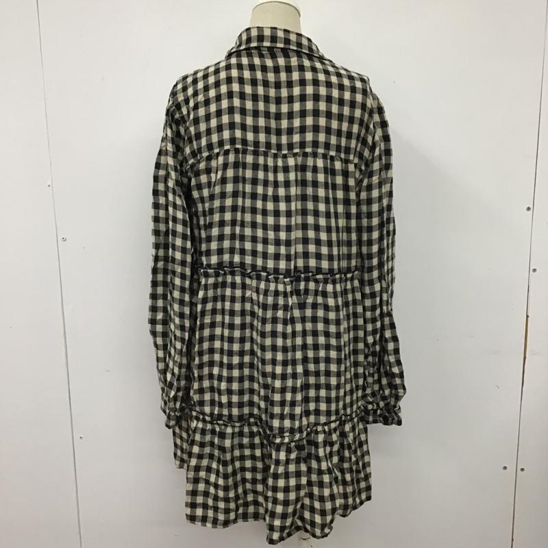 ザラ ZARA ワンピース ミニスカート スキッパーシャツワンピ ティアード XS チェック 黒 / ブラック / X アイボリー / アイボリー /  レディース USED 古着 中古 10102141