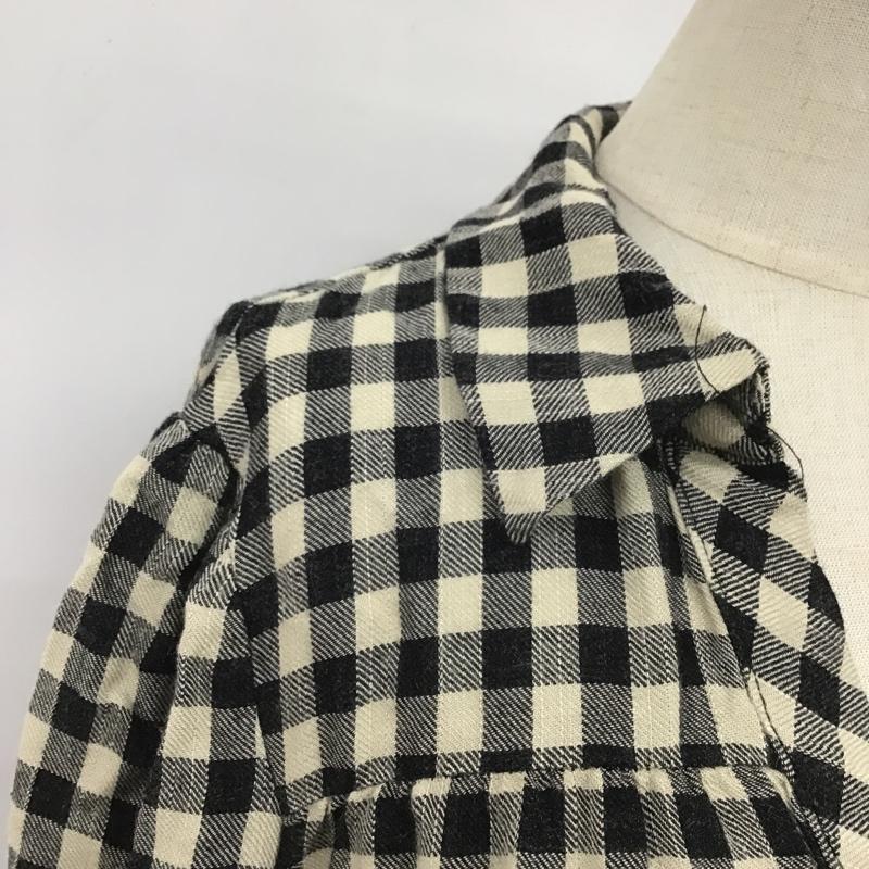 ザラ ZARA ワンピース ミニスカート スキッパーシャツワンピ ティアード XS チェック 黒 / ブラック / X アイボリー / アイボリー /  レディース USED 古着 中古 10102141