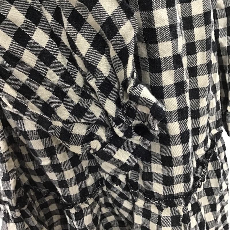 ザラ ZARA ワンピース ミニスカート スキッパーシャツワンピ ティアード XS チェック 黒 / ブラック / X アイボリー / アイボリー /  レディース USED 古着 中古 10102141