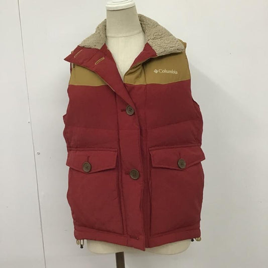 コロンビア Columbia ベスト ベスト 213PL1992 ダウンベスト ノースリーブカットソー 前開ボタンジャケット M ロゴ、文字 ベージュ / ベージュ / X 赤 / レッド /  レディース USED 古着 中古 10102155