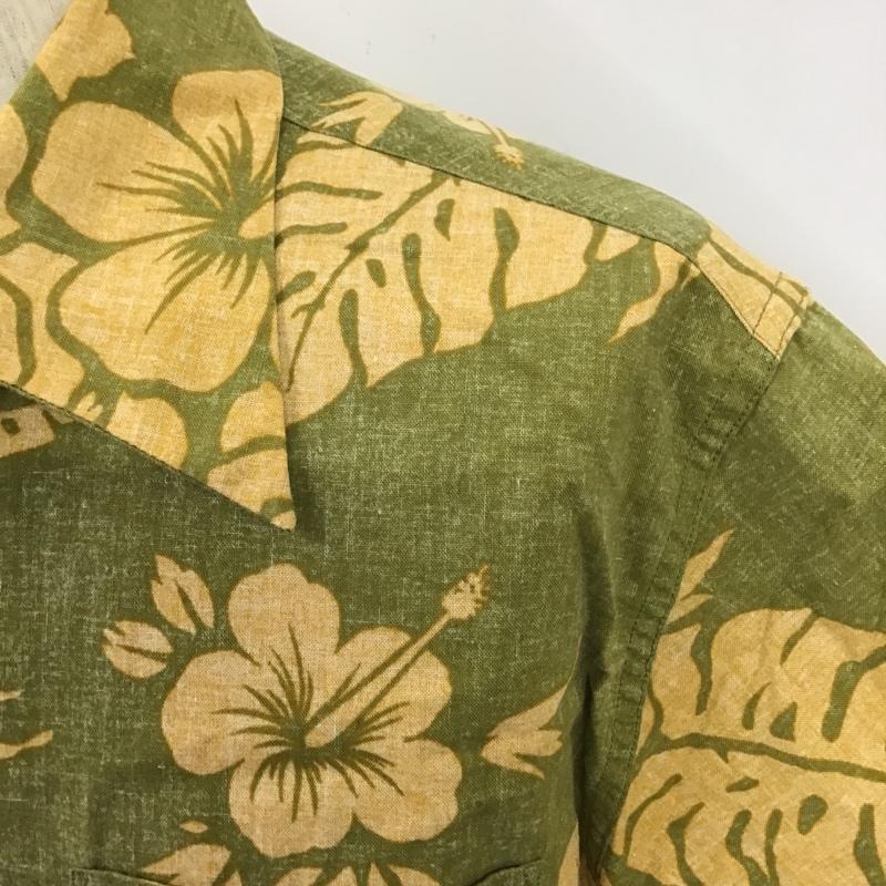 古着 USED シャツ、ブラウス 半袖 ハワイ アロハシャツ ハイビスカス コットン L 花柄 カーキ / カーキ / X 橙 / オレンジ /  メンズ USED 古着 中古 10102196