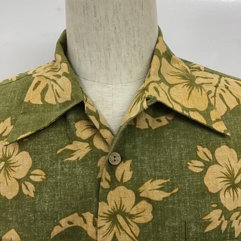 古着 USED シャツ、ブラウス 半袖 ハワイ アロハシャツ ハイビスカス コットン L 花柄 カーキ / カーキ / X 橙 / オレンジ /  メンズ USED 古着 中古 10102196