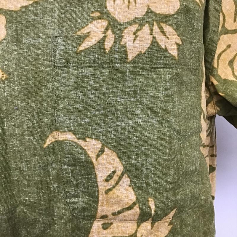 古着 USED シャツ、ブラウス 半袖 ハワイ アロハシャツ ハイビスカス コットン L 花柄 カーキ / カーキ / X 橙 / オレンジ /  メンズ USED 古着 中古 10102196