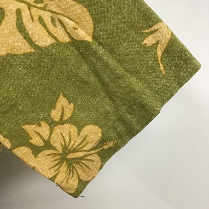 古着 USED シャツ、ブラウス 半袖 ハワイ アロハシャツ ハイビスカス コットン L 花柄 カーキ / カーキ / X 橙 / オレンジ /  メンズ USED 古着 中古 10102196