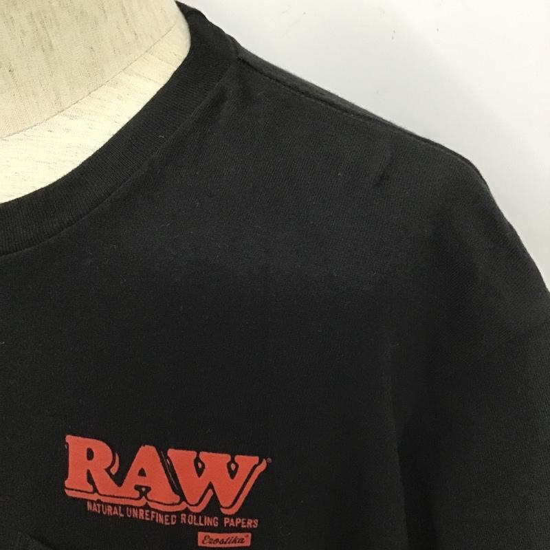 エロスティカ EROSTiKA Tシャツ 半袖 RAW バックプリント XL ロゴ、文字 黒 / ブラック /  メンズ USED 古着 中古 10102198