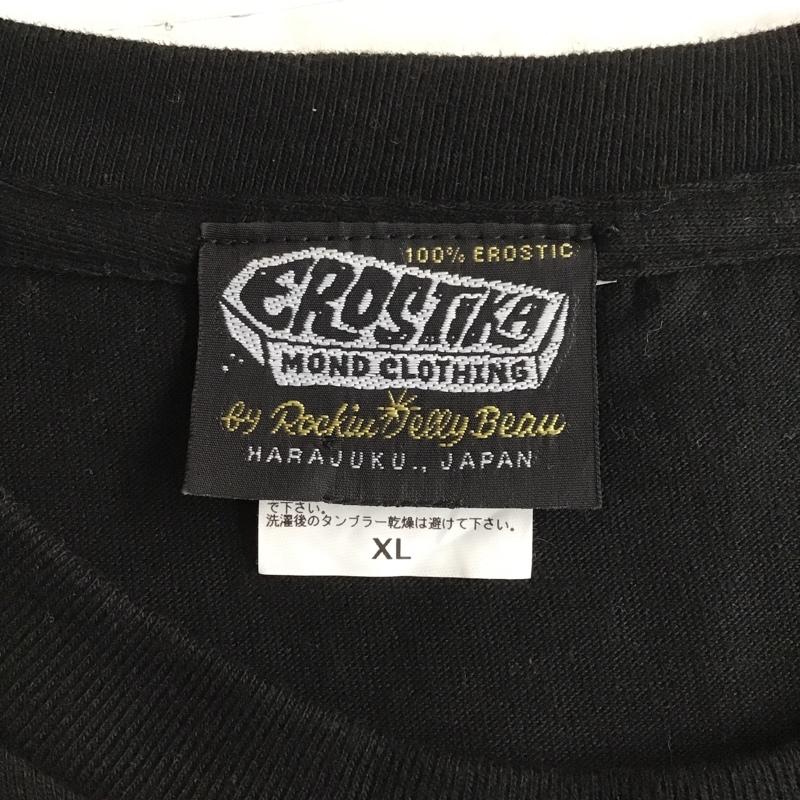 エロスティカ EROSTiKA Tシャツ 半袖 RAW バックプリント XL ロゴ、文字 黒 / ブラック /  メンズ USED 古着 中古 10102198