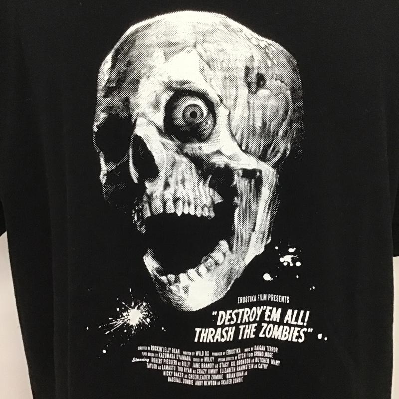 エロスティカ EROSTiKA Tシャツ 半袖 Thrash the Zombies クルーネック ドクロ スカル XL プリント 黒 / ブラック /  メンズ USED 古着 中古 10102201