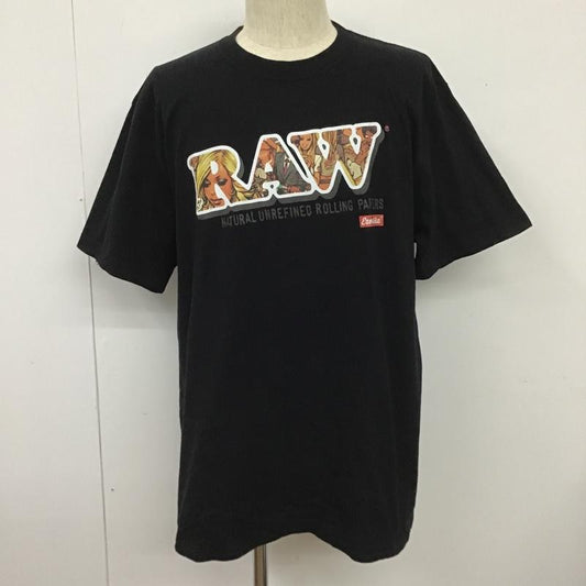 エロスティカ EROSTiKA Tシャツ 半袖 RAW クルーネック プリント XL ロゴ、文字 黒 / ブラック /  メンズ USED 古着 中古 10102203
