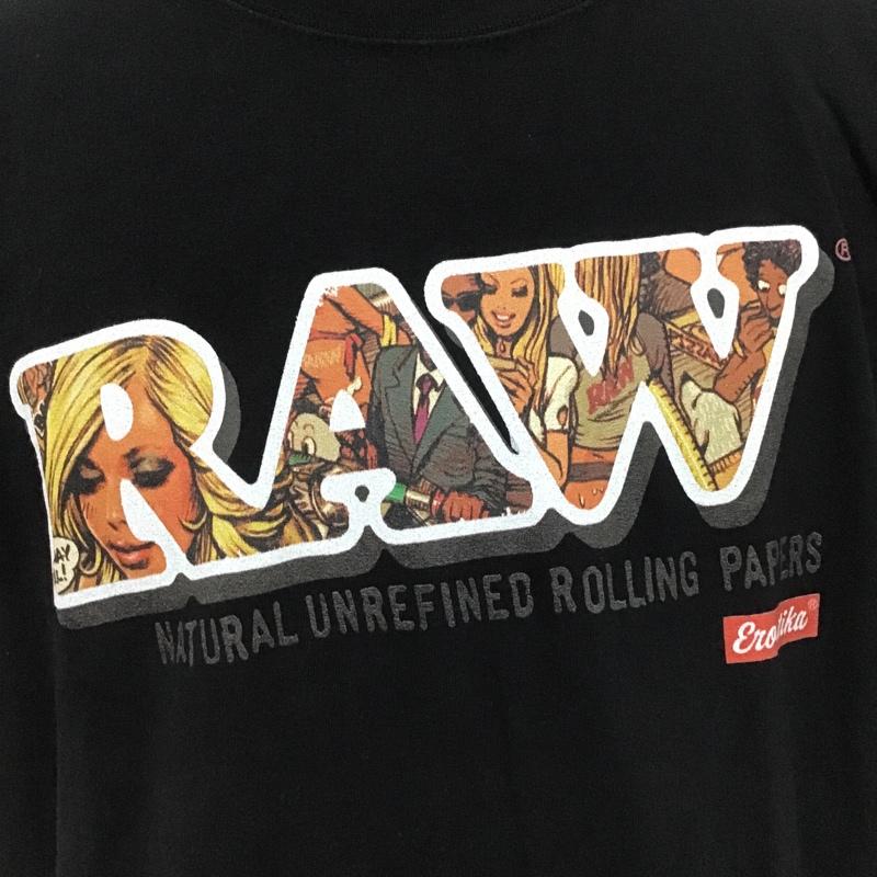 エロスティカ EROSTiKA Tシャツ 半袖 RAW クルーネック プリント XL ロゴ、文字 黒 / ブラック /  メンズ USED 古着 中古 10102203
