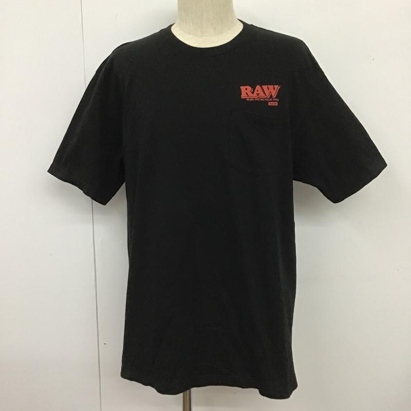 エロスティカ EROSTiKA Tシャツ 半袖 RAW バックプリント クルーネック XL ロゴ、文字 黒 / ブラック /  メンズ USED 古着 中古 10102206