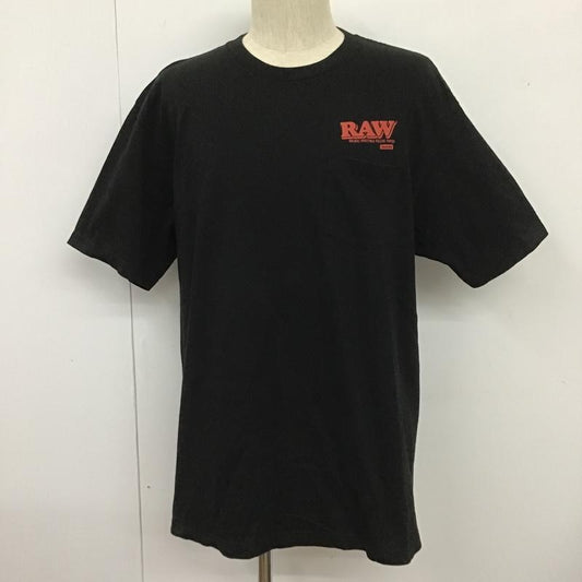 エロスティカ EROSTiKA Tシャツ 半袖 RAW バックプリント クルーネック XL ロゴ、文字 黒 / ブラック /  メンズ USED 古着 中古 10102206