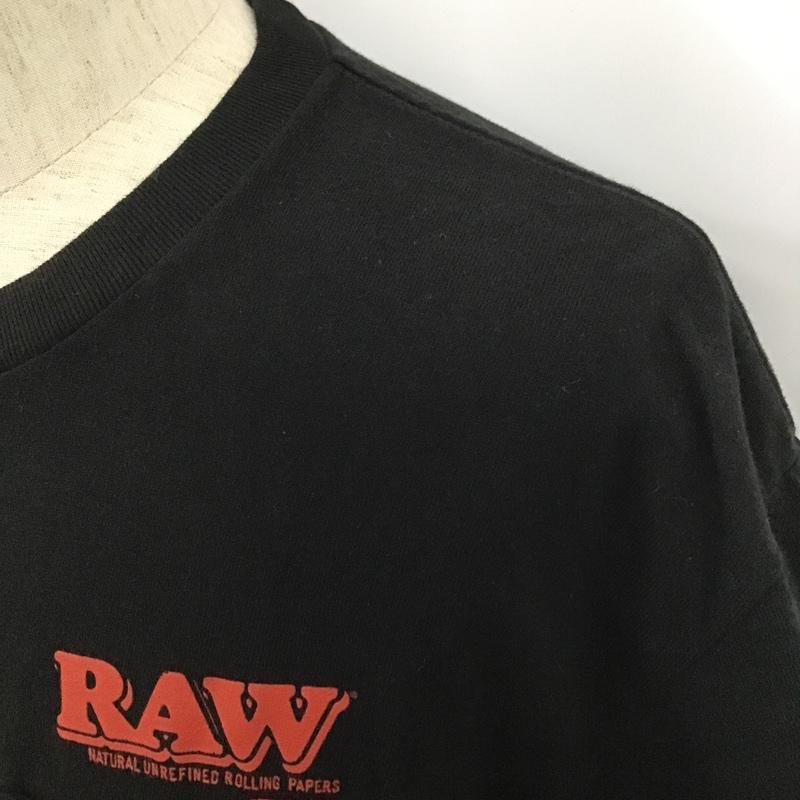 エロスティカ EROSTiKA Tシャツ 半袖 RAW バックプリント クルーネック XL ロゴ、文字 黒 / ブラック /  メンズ USED 古着 中古 10102206