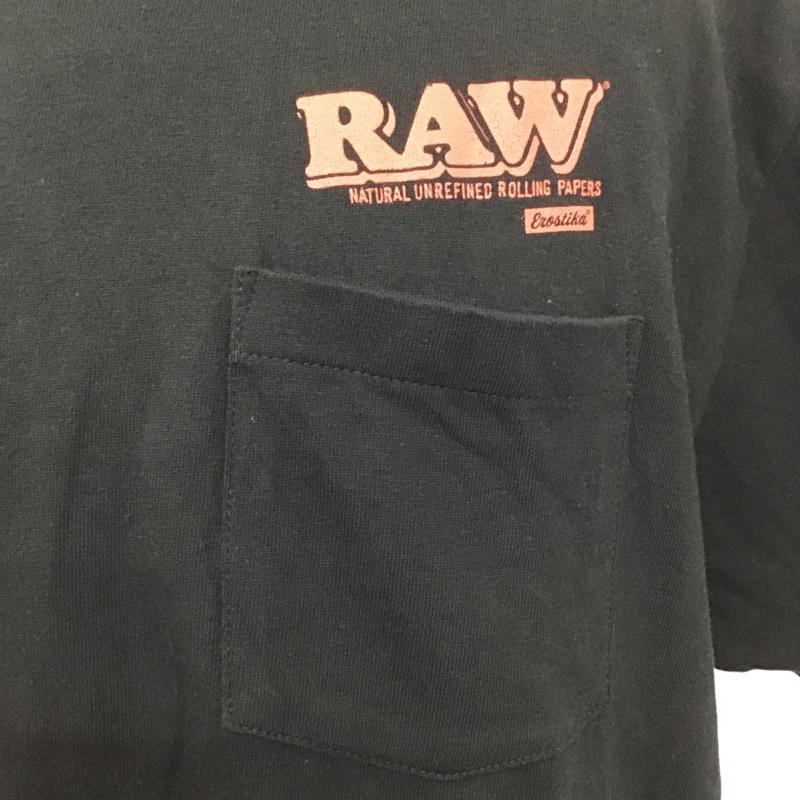 エロスティカ EROSTiKA Tシャツ 半袖 RAW バックプリント クルーネック XL ロゴ、文字 黒 / ブラック /  メンズ USED 古着 中古 10102206
