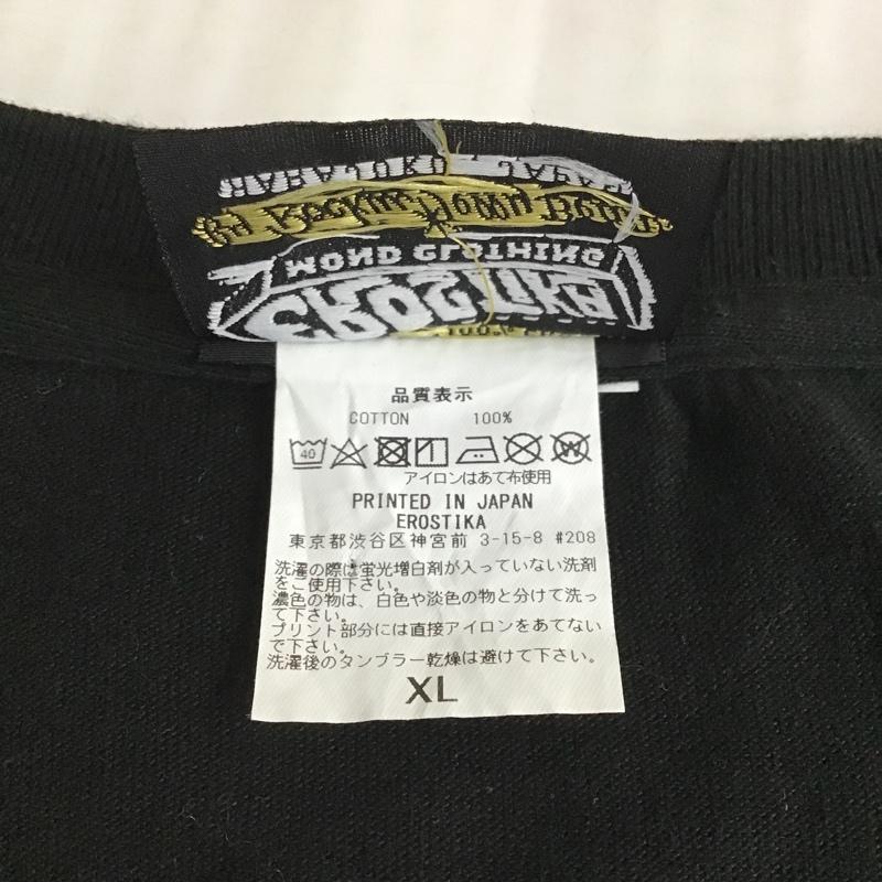 エロスティカ EROSTiKA Tシャツ 半袖 RAW バックプリント クルーネック XL ロゴ、文字 黒 / ブラック /  メンズ USED 古着 中古 10102206
