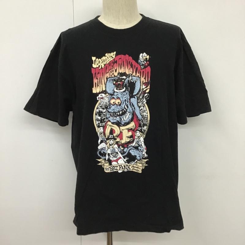 エロスティカ EROSTiKA Tシャツ 半袖 Rat Fink King of Junk Yard クルーネック XL プリント 黒 / ブラック /  メンズ USED 古着 中古 10102225