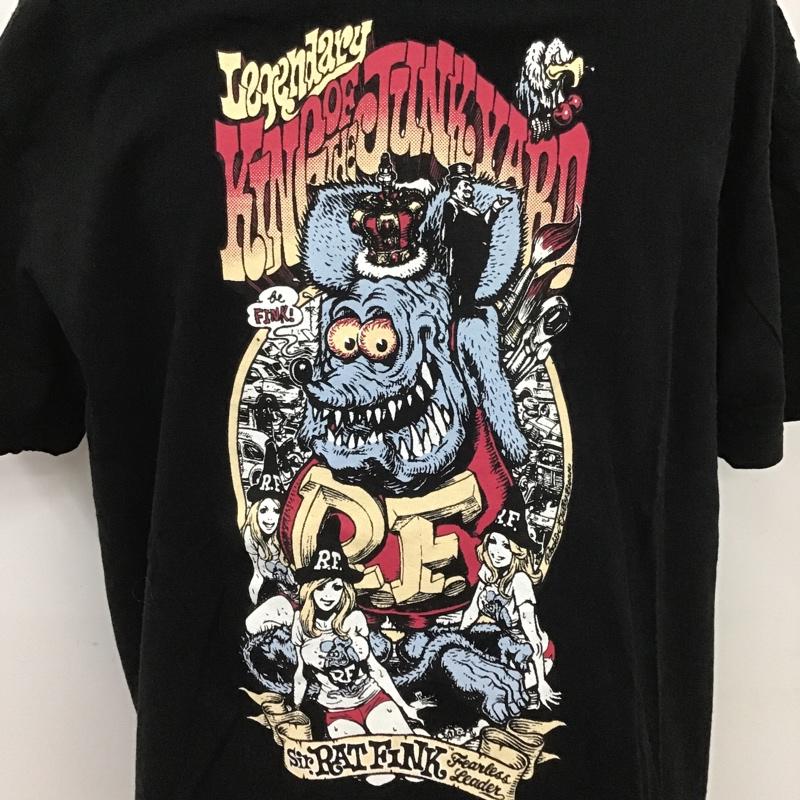 エロスティカ EROSTiKA Tシャツ 半袖 Rat Fink King of Junk Yard クルーネック XL プリント 黒 / ブラック /  メンズ USED 古着 中古 10102225