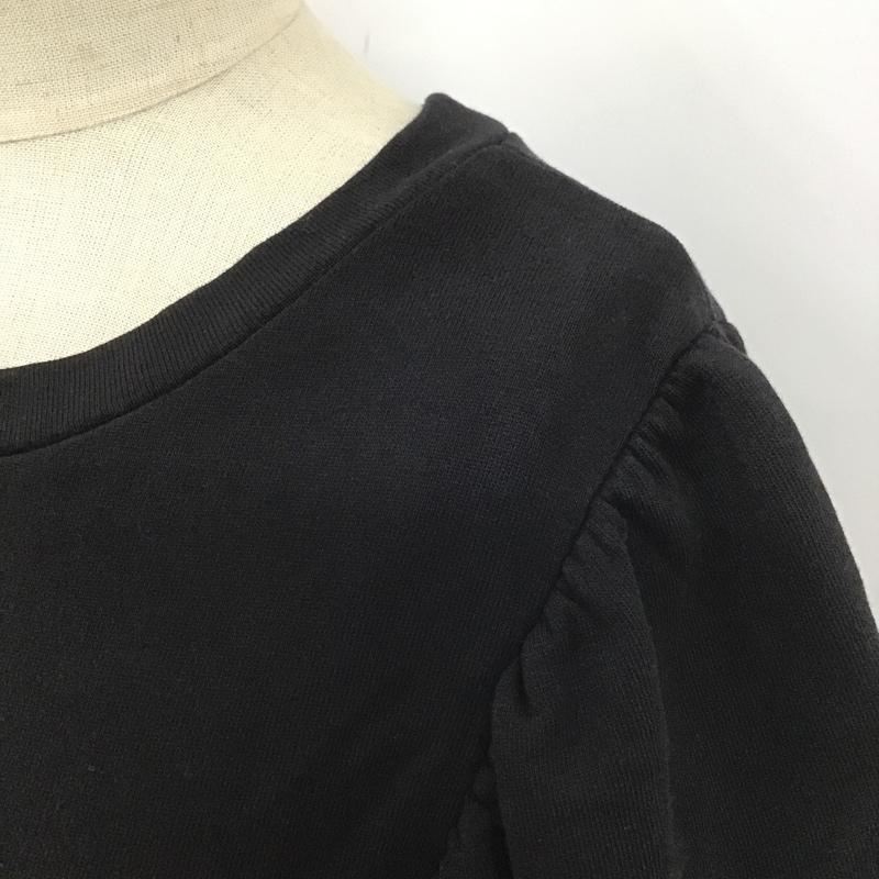 ザラ ZARA ワンピース ひざ丈スカート スウェット パフスリーブ 半袖 M 無地 黒 / ブラック /  レディース USED 古着 中古 10102235