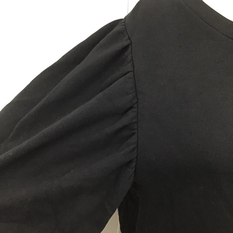 ザラ ZARA ワンピース ひざ丈スカート スウェット パフスリーブ 半袖 M 無地 黒 / ブラック /  レディース USED 古着 中古 10102235