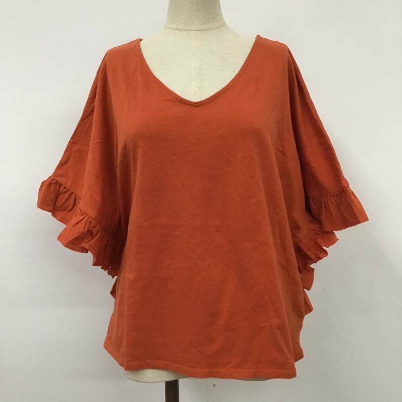ニコアンド niko and... カットソー 半袖 ST74CC10KO 袖フリルワイドVネックT L 無地 橙 / オレンジ /  レディース USED 古着 中古 10102260