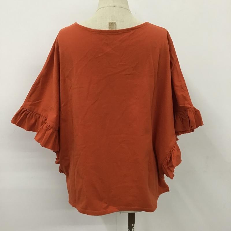 ニコアンド niko and... カットソー 半袖 ST74CC10KO 袖フリルワイドVネックT L 無地 橙 / オレンジ /  レディース USED 古着 中古 10102260