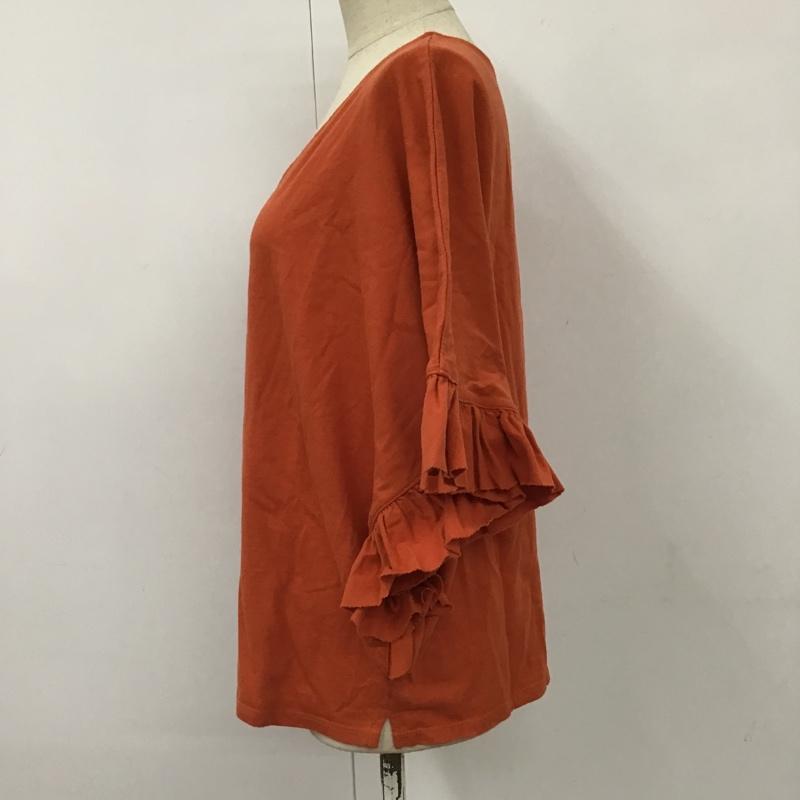 ニコアンド niko and... カットソー 半袖 ST74CC10KO 袖フリルワイドVネックT L 無地 橙 / オレンジ /  レディース USED 古着 中古 10102260