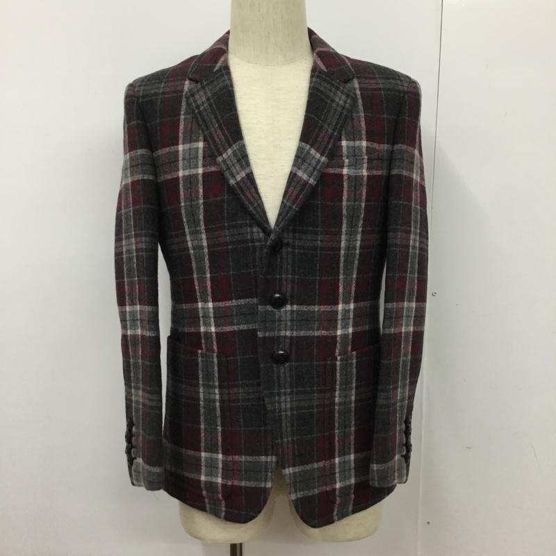 バーバリーブラックレーベル BURBERRY BLACK LABEL ジャケット、上着 ジャケット、ブレザー D1E93-413-34 ウール テーラードジャケット S チェック えんじ / ワインレッド / X 灰 / グレー / X 白 / ホワイト /  メンズ USED 古着 中古 10102277