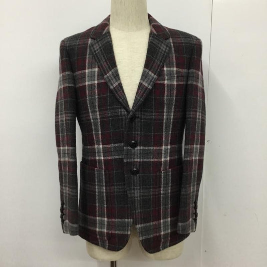 バーバリーブラックレーベル BURBERRY BLACK LABEL ジャケット、上着 ジャケット、ブレザー D1E93-413-34 ウール テーラードジャケット S チェック えんじ / ワインレッド / X 灰 / グレー / X 白 / ホワイト /  メンズ USED 古着 中古 10102277