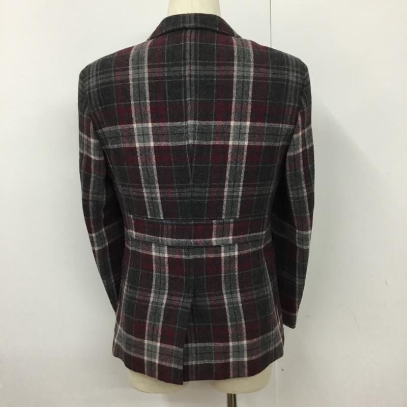 バーバリーブラックレーベル BURBERRY BLACK LABEL ジャケット、上着 ジャケット、ブレザー D1E93-413-34 ウール テーラードジャケット S チェック えんじ / ワインレッド / X 灰 / グレー / X 白 / ホワイト /  メンズ USED 古着 中古 10102277