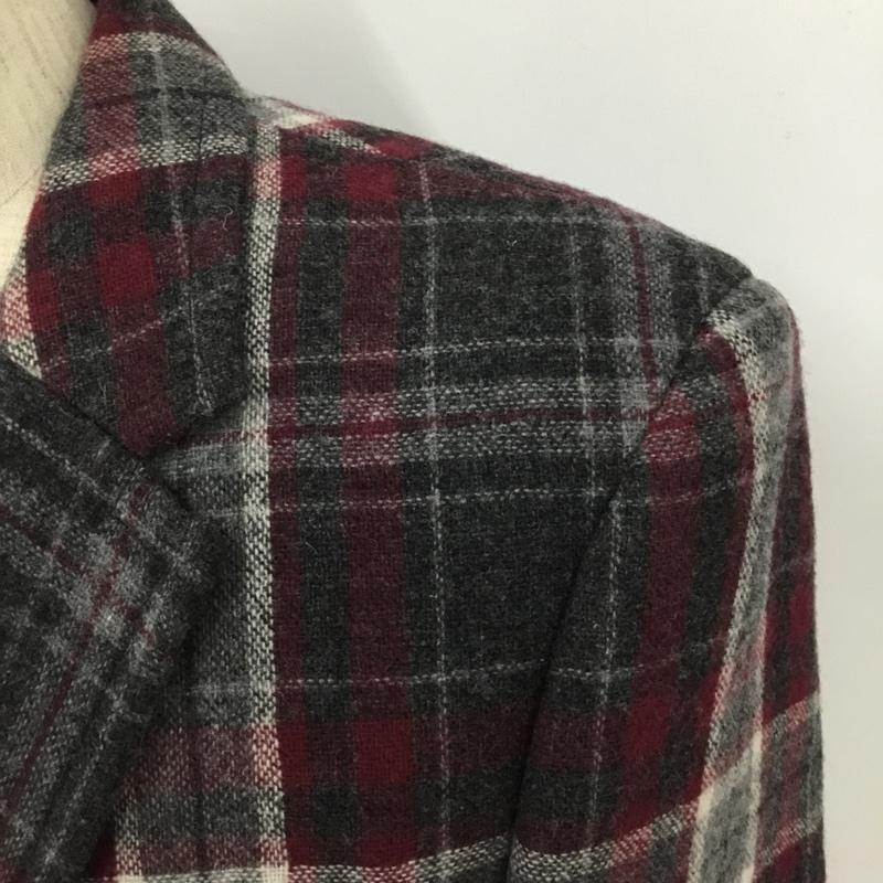 バーバリーブラックレーベル BURBERRY BLACK LABEL ジャケット、上着 ジャケット、ブレザー D1E93-413-34 ウール テーラードジャケット S チェック えんじ / ワインレッド / X 灰 / グレー / X 白 / ホワイト /  メンズ USED 古着 中古 10102277