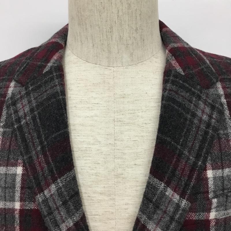 バーバリーブラックレーベル BURBERRY BLACK LABEL ジャケット、上着 ジャケット、ブレザー D1E93-413-34 ウール テーラードジャケット S チェック えんじ / ワインレッド / X 灰 / グレー / X 白 / ホワイト /  メンズ USED 古着 中古 10102277