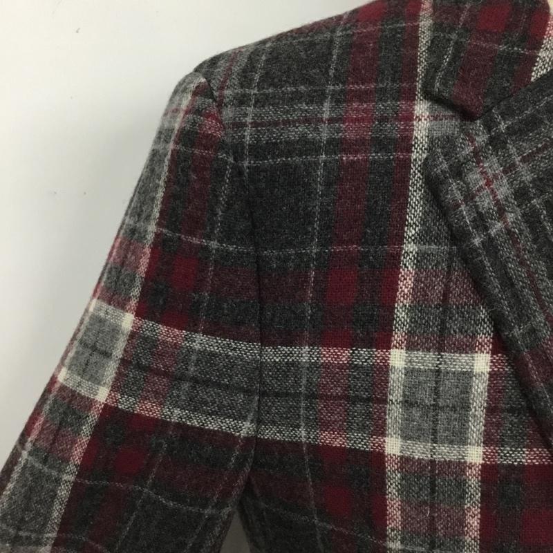 バーバリーブラックレーベル BURBERRY BLACK LABEL ジャケット、上着 ジャケット、ブレザー D1E93-413-34 ウール テーラードジャケット S チェック えんじ / ワインレッド / X 灰 / グレー / X 白 / ホワイト /  メンズ USED 古着 中古 10102277