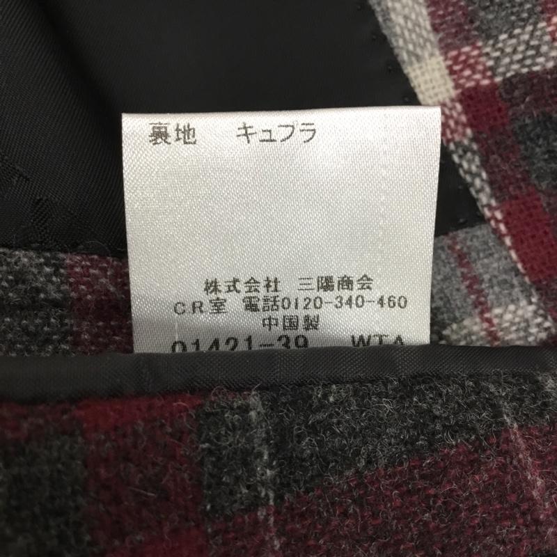 バーバリーブラックレーベル BURBERRY BLACK LABEL ジャケット、上着 ジャケット、ブレザー D1E93-413-34 ウール テーラードジャケット S チェック えんじ / ワインレッド / X 灰 / グレー / X 白 / ホワイト /  メンズ USED 古着 中古 10102277