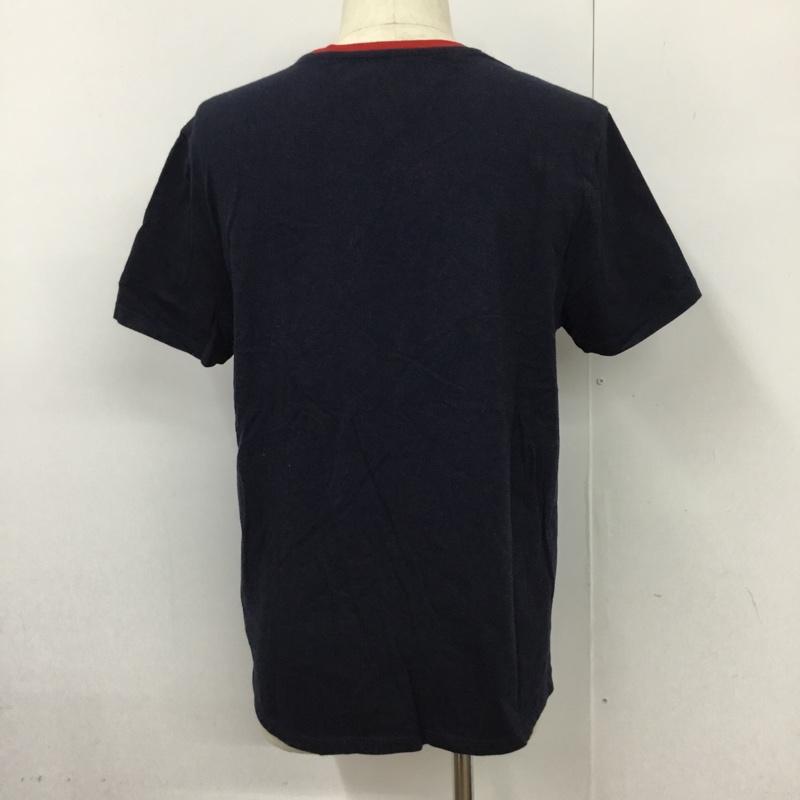 トミーヒルフィガー TOMMY HILFIGER Tシャツ 半袖 クルーネック ロゴ L ロゴ、文字 紺 / ネイビー / X 赤 / レッド /  メンズ USED 古着 中古 10102287