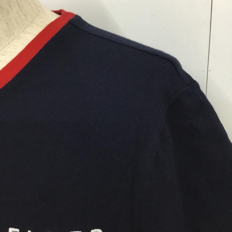 トミーヒルフィガー TOMMY HILFIGER Tシャツ 半袖 クルーネック ロゴ L ロゴ、文字 紺 / ネイビー / X 赤 / レッド /  メンズ USED 古着 中古 10102287