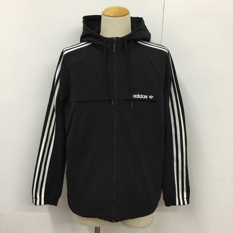 アディダス adidas ジャケット、上着 ジャンパー、ブルゾン BR6984 3 Stripes Windbreaker JKT ウインドブレーカー 無地 黒 / ブラック /  メンズ USED 古着 中古 10102322