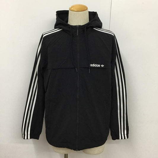 アディダス adidas ジャケット、上着 ジャンパー、ブルゾン BR6984 3 Stripes Windbreaker JKT ウインドブレーカー 無地 黒 / ブラック /  メンズ USED 古着 中古 10102322