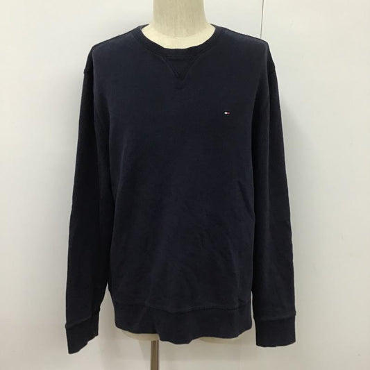 トミーヒルフィガー TOMMY HILFIGER トレーナー 長袖 XL 無地 紺 / ネイビー /  メンズ USED 古着 中古 10102326
