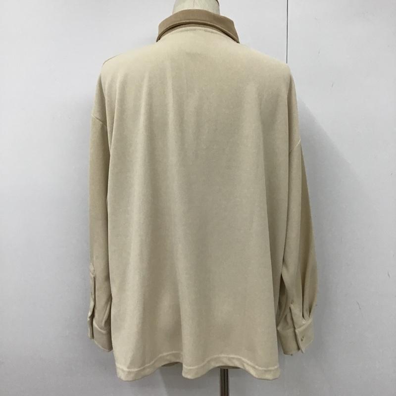 キャスパージョン CASPER JOHN ポロシャツ 長袖 M 無地 ベージュ / ベージュ /  メンズ USED 古着 中古 10102342