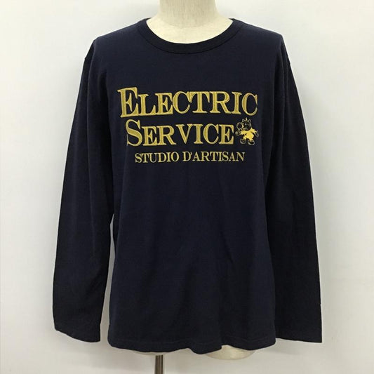 ステュディオ・ダ・ルチザン STUDIO D'ARTISAN Tシャツ 長袖 XL プリント 紺 / ネイビー /  メンズ USED 古着 中古 10102355