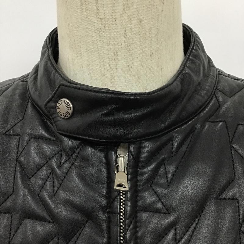 アベイシングエイプ A BATHING APE ジャケット、上着 レザージャケット ダウン XL 無地 黒 / ブラック /  メンズ USED 古着 中古 10102376